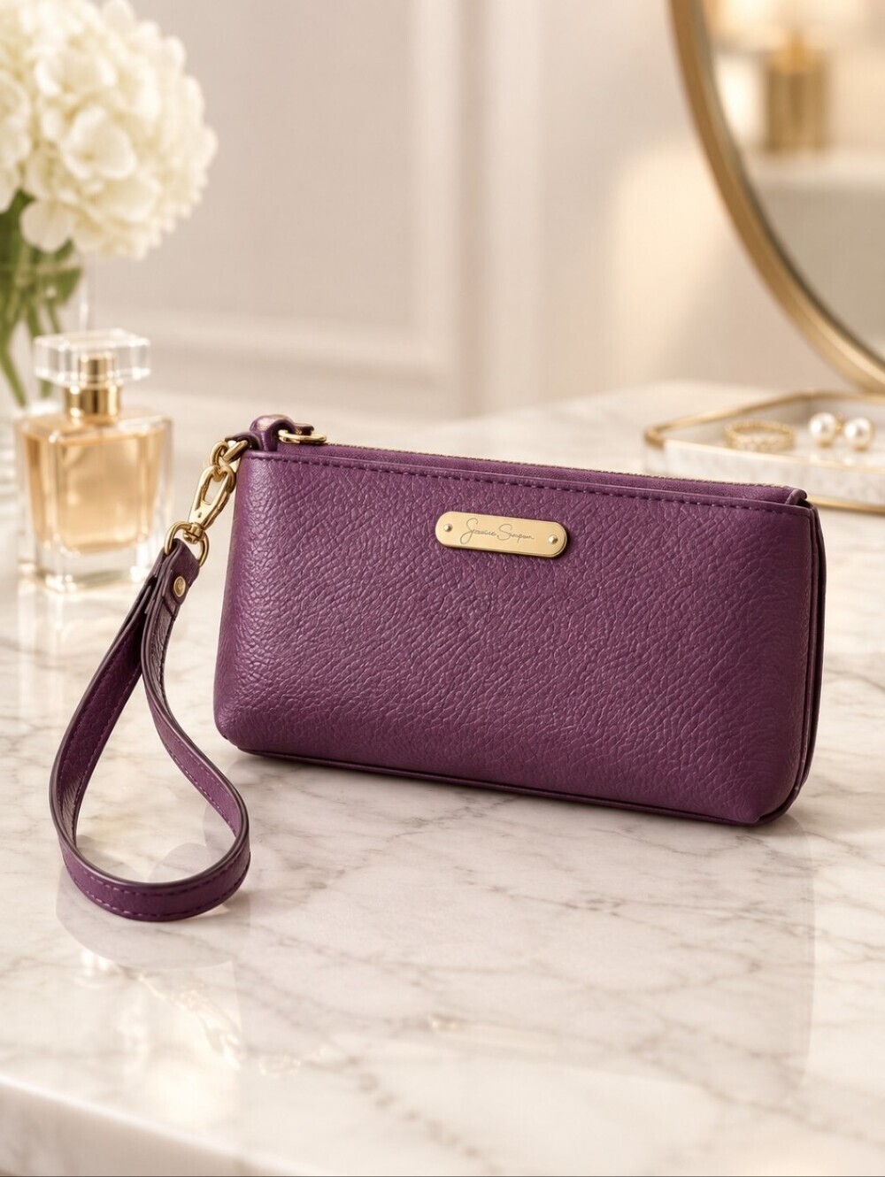 Montana West Purple Leather Wristlet